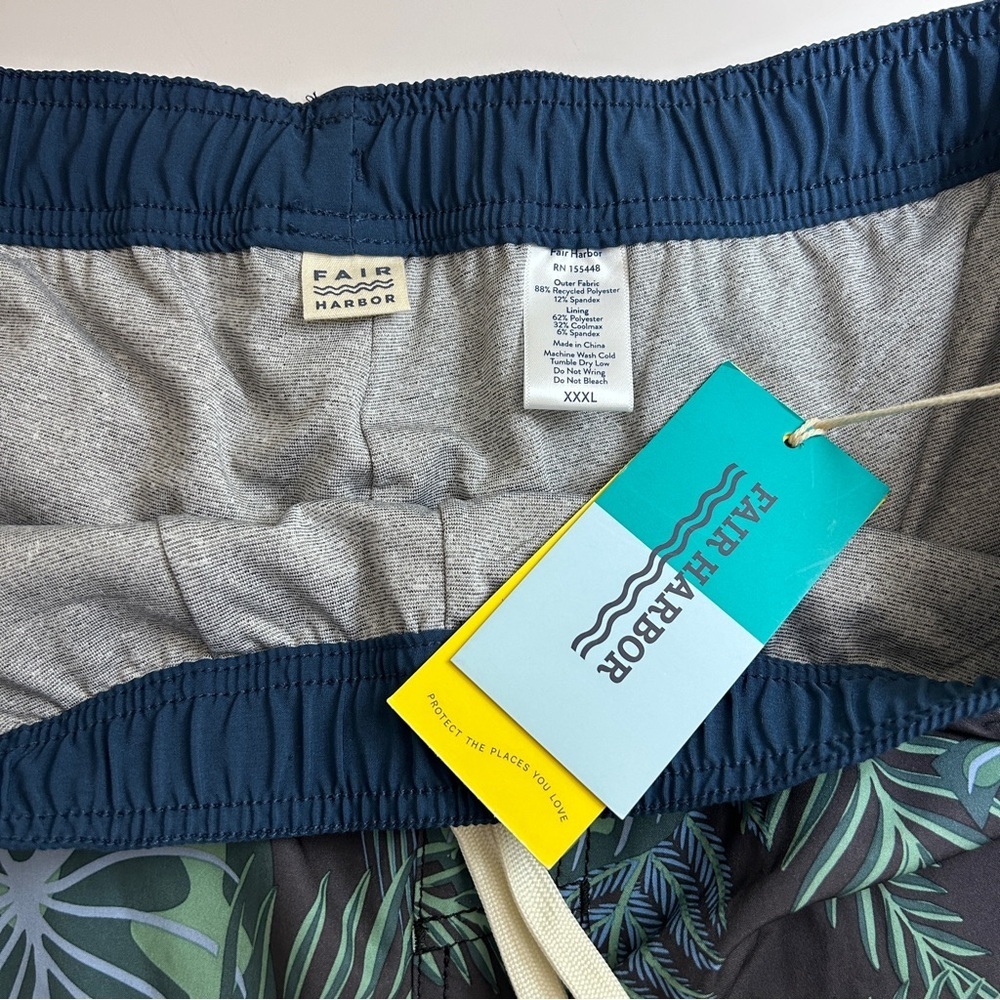 Fair Harbor The Anchor Swim Shorts New With Tags size XXXL Navy Evergreen - Picture 7 of 9
